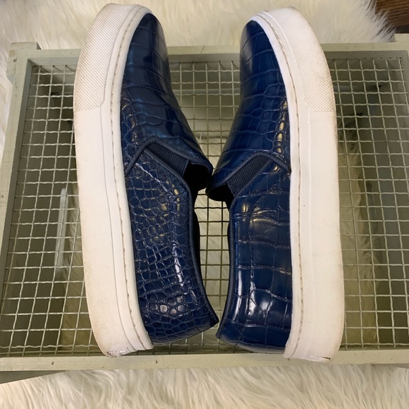 {Sam Edelman} Navy Leather Outsole | Snake/Croc Pattern | Lifted Sole 7.5 Womens - Picture 8 of 8